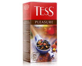 Чай TESS Pleasure черный с шиповником и яблоком в пакетиках, 25шт