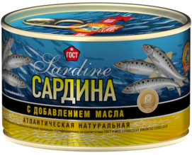 Консерва рыбная Сардина атлантическая с добавлением масла, 240г Сохраним Традиции