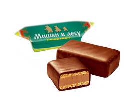 Конфеты Мишки в лесу с начинкой в горьком шоколаде (72% какао) 100г КФ Победа